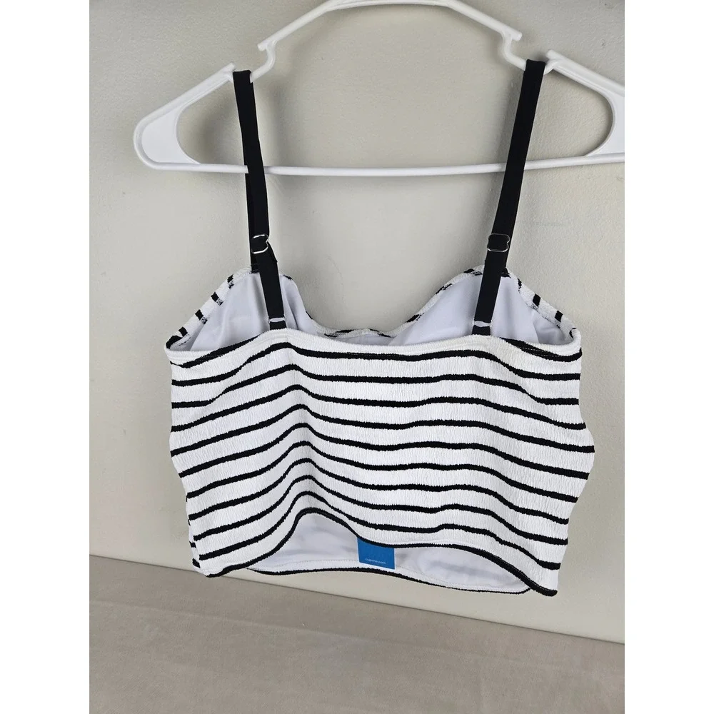 Cupshe Womens Black White Striped Textured Bikini Top Large CAA12D4L065CA - Picture 4 of 10